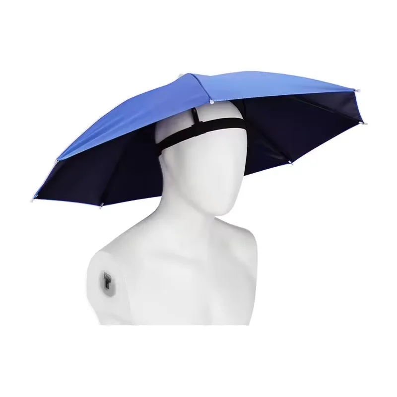 Wholesale Low MOQ Small Size Head-Mounted Silver Hat Umbrella Outdoor Customized With Logo