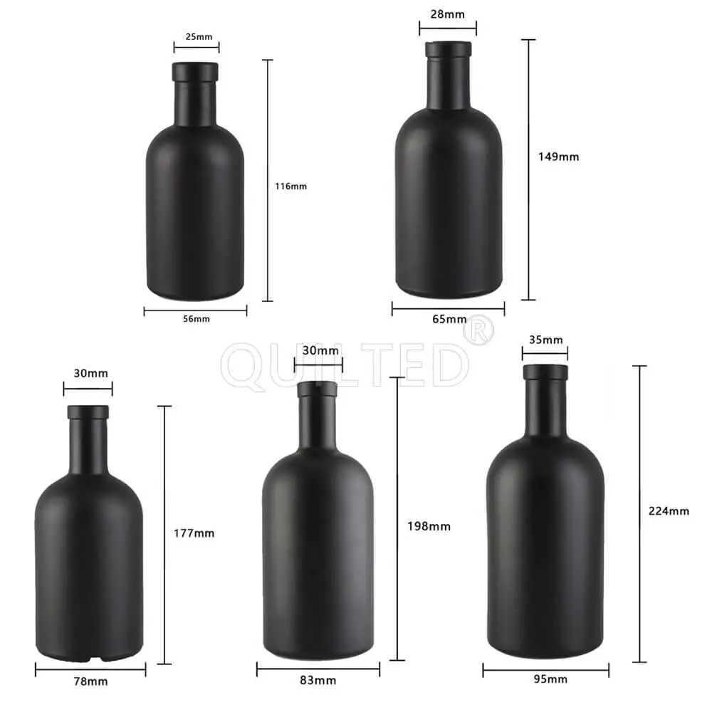 Bulk 100ml 200ml 500ml 750ml Empty Round Matt Black Cooking Olive Oil Glass Bottle
