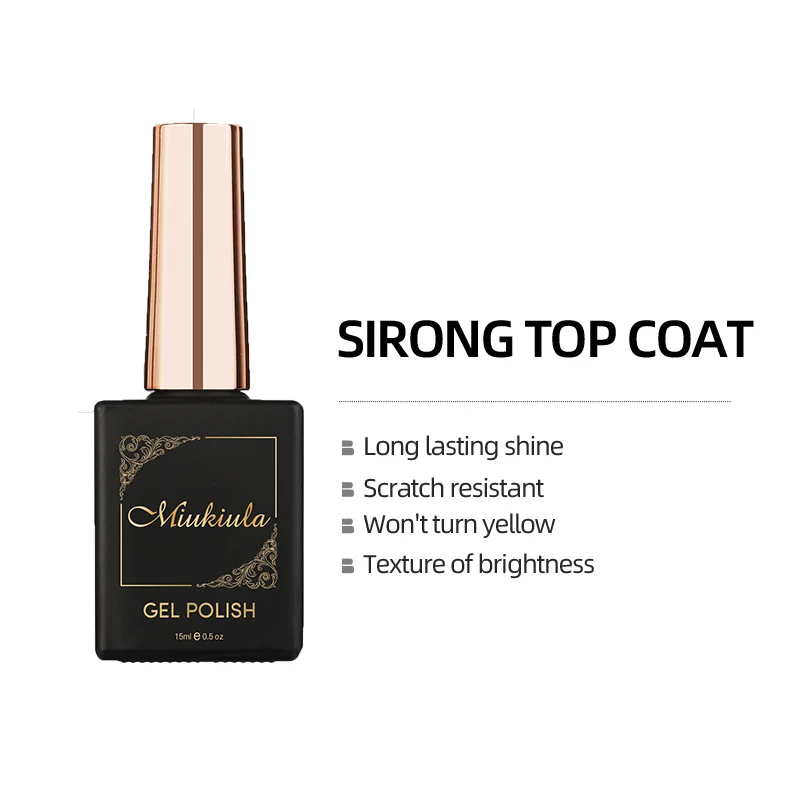 MIUKIULA Free Sample Private Label Gel Nail Polish Soak Off Foundation Hard Strengthen Gel Top Coat Base Coat