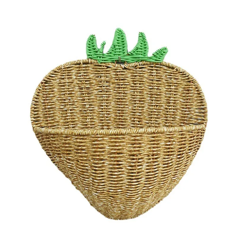 Eco-Friendly PP Plastic Rattan Woven Basket Wall Hanging Flower and Strawberry Storage for Home and Office Use