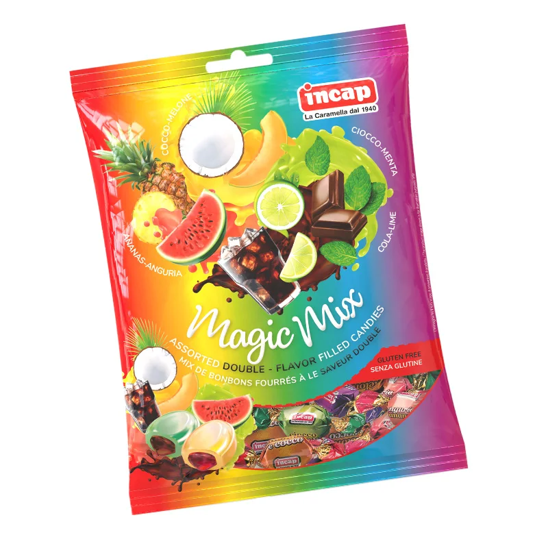 Hot Selling 200G / 1Kg Best Candied Fruit Incap Assorted Double Flavor Filled Candies With Different Flavors Candy For Italy