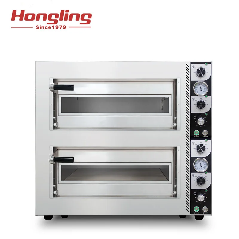 Commercial Luxury Full Stainless Steel Electric Double Deck Pizza Oven
