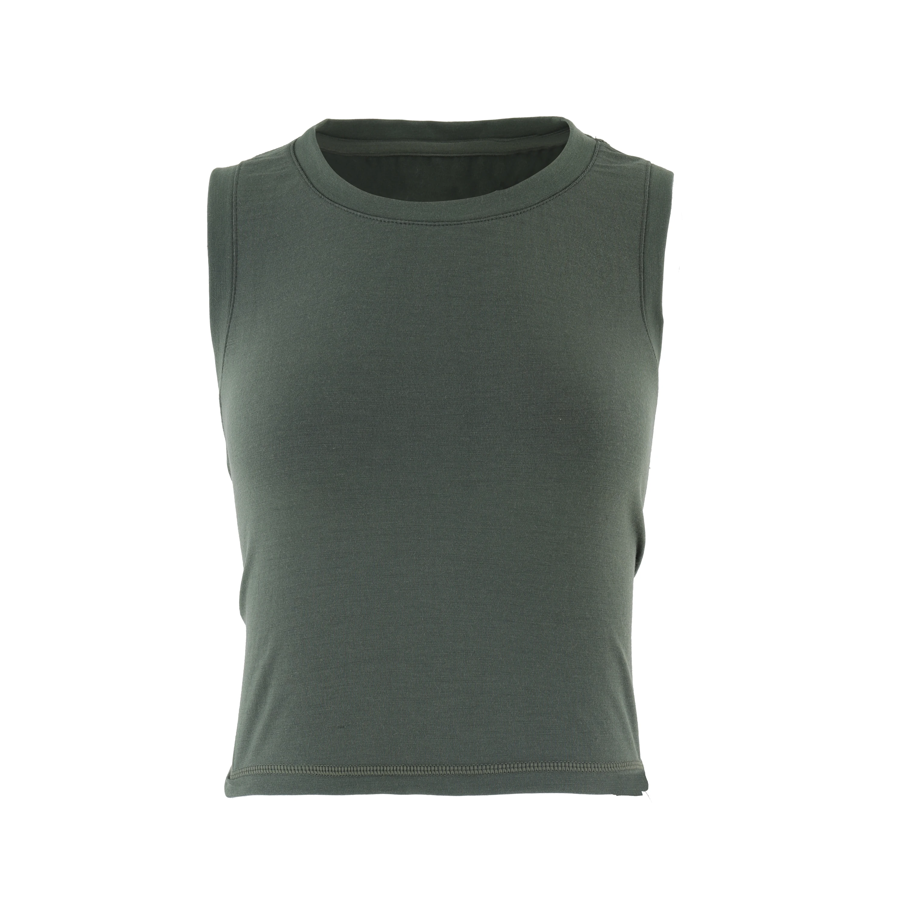 Adult Women Summer Short-Sleeved T-Shirt Merino Wool Top Sleeveless Workout Yoga Short Tank Top