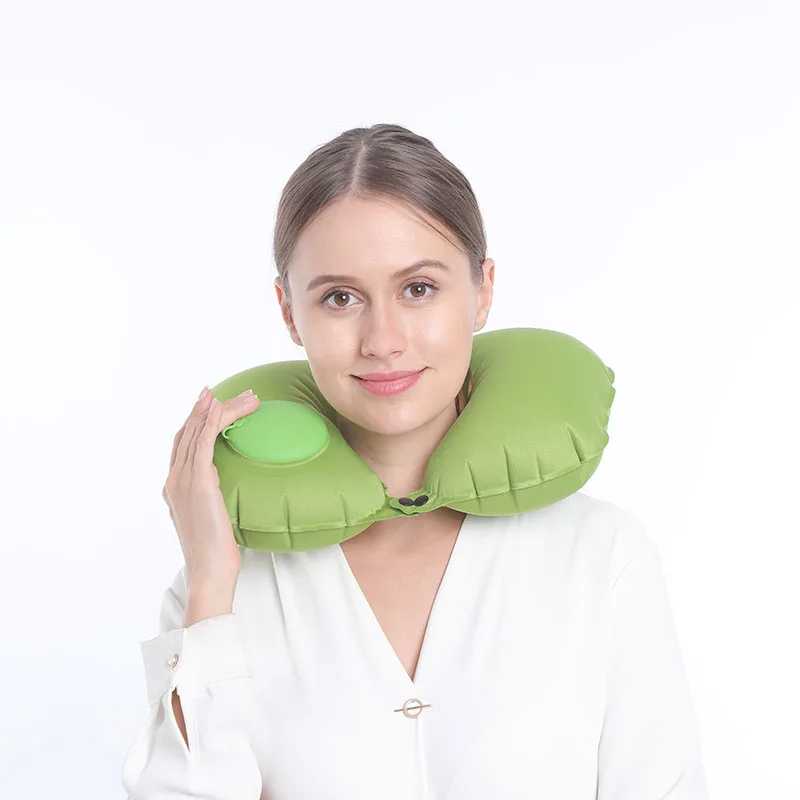 Flying Bear waterproof ushaped  beach  pvc pillow travel inflatable foot rest  air travel pillow With Pouch