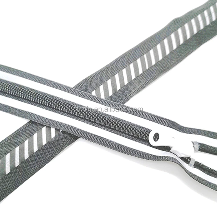  High Quality Reversible Nylon Plastic Semi Lock Slider Reflex Tape Color Teeth Zipper Close