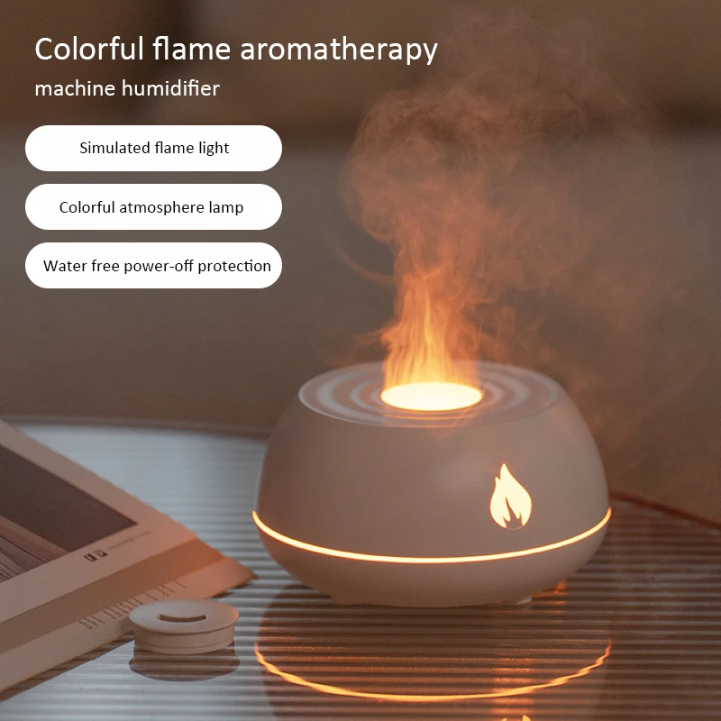 Newest Volcano Flame Humidifier Logo Customized Colorful Flame Portable 130ml Usb Ultrasonic Mist Aroma Diffuser