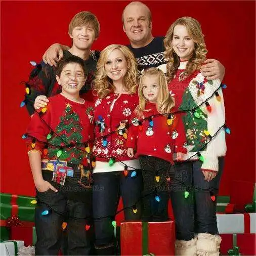 2024 Supplier Couple Matching Christmas Jumper Ugly Pullover Unisex Glitter Lights Funny Reindeer Holiday Christmas Sweater