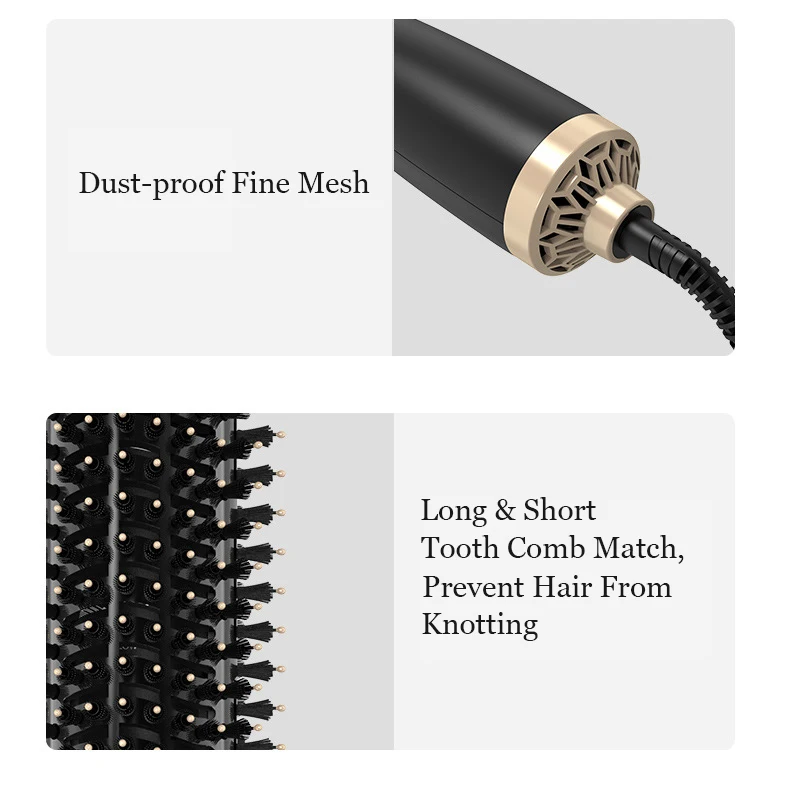 Negative Ion Hair Straightening Brush Salon 3  In 1 Volumizer Hot Air Brush One Step Hair Dryer Brush