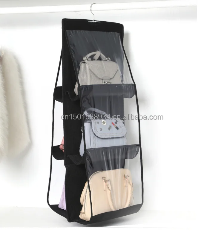Cheap hanging handbag organizer for Wardrobe Closet Transparent Storage Bag