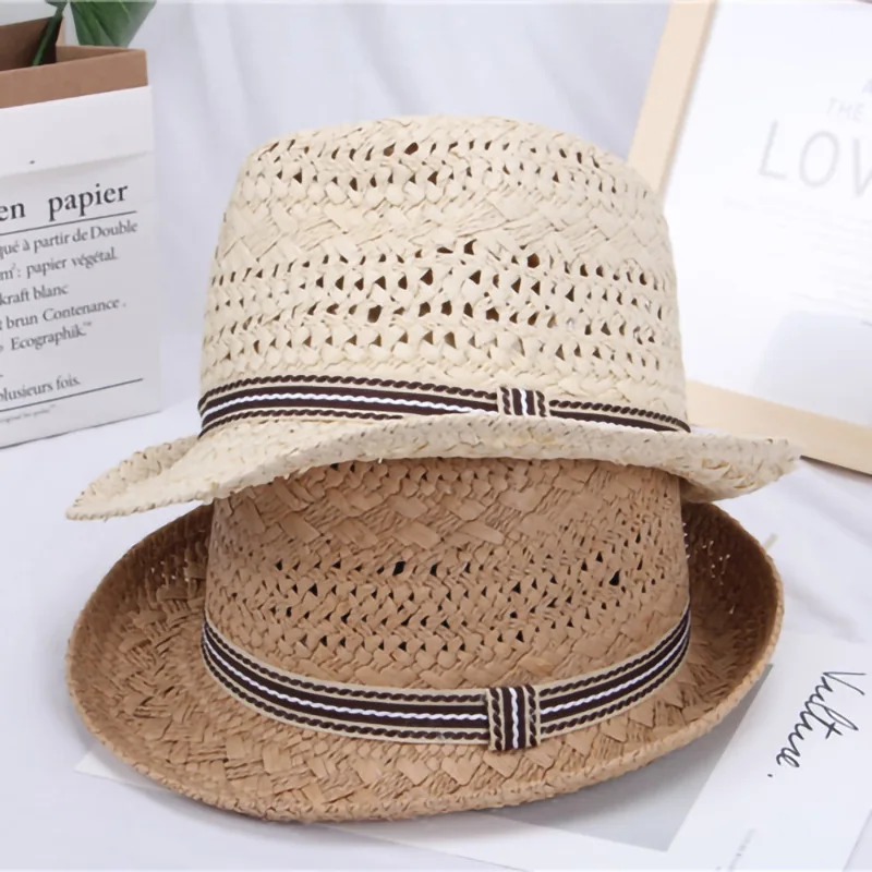 2022 Summer Lafite Straw Hat For Women Fresh Sunshade Sunhat Hollow Brim Adjustable Panama Hats Straw Fedora Beach Decorated