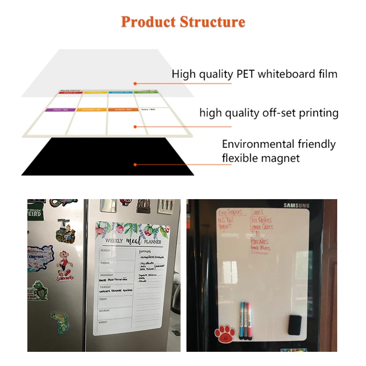 Wholesale Print Calendar Fridge Magnet Custom A4 A5 A6 A7 Board Office Magnetic Weekly Monthly Meal