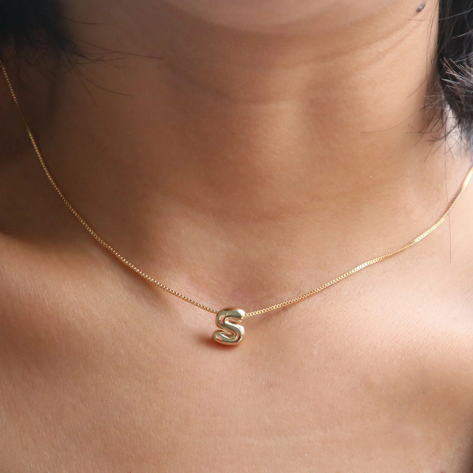 18k gold plated custom Brass jewelry A-Z 26 initial letter necklace bubble letter necklace personalized name necklace