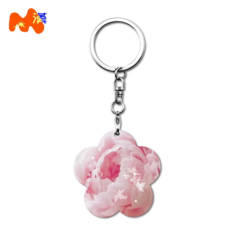 С украшением в виде кристаллов розовое изображение по индивидуальному заказу high-end женские автомобильные аксессуары МДФ сублимаций заготовок брелок