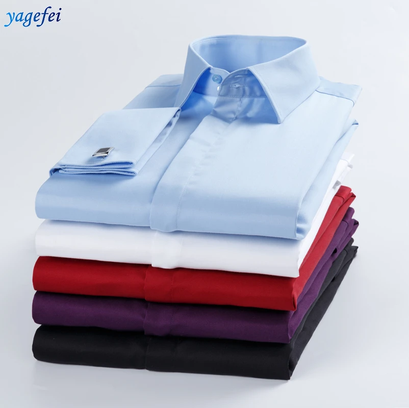 
Солидная цветная Мужская официальная французскими манжетами, платье оптом, овая торговля Профессиональный удобные 100% хлопок смокинг рубашки для мальчиков рубашка с длинными рукавами 