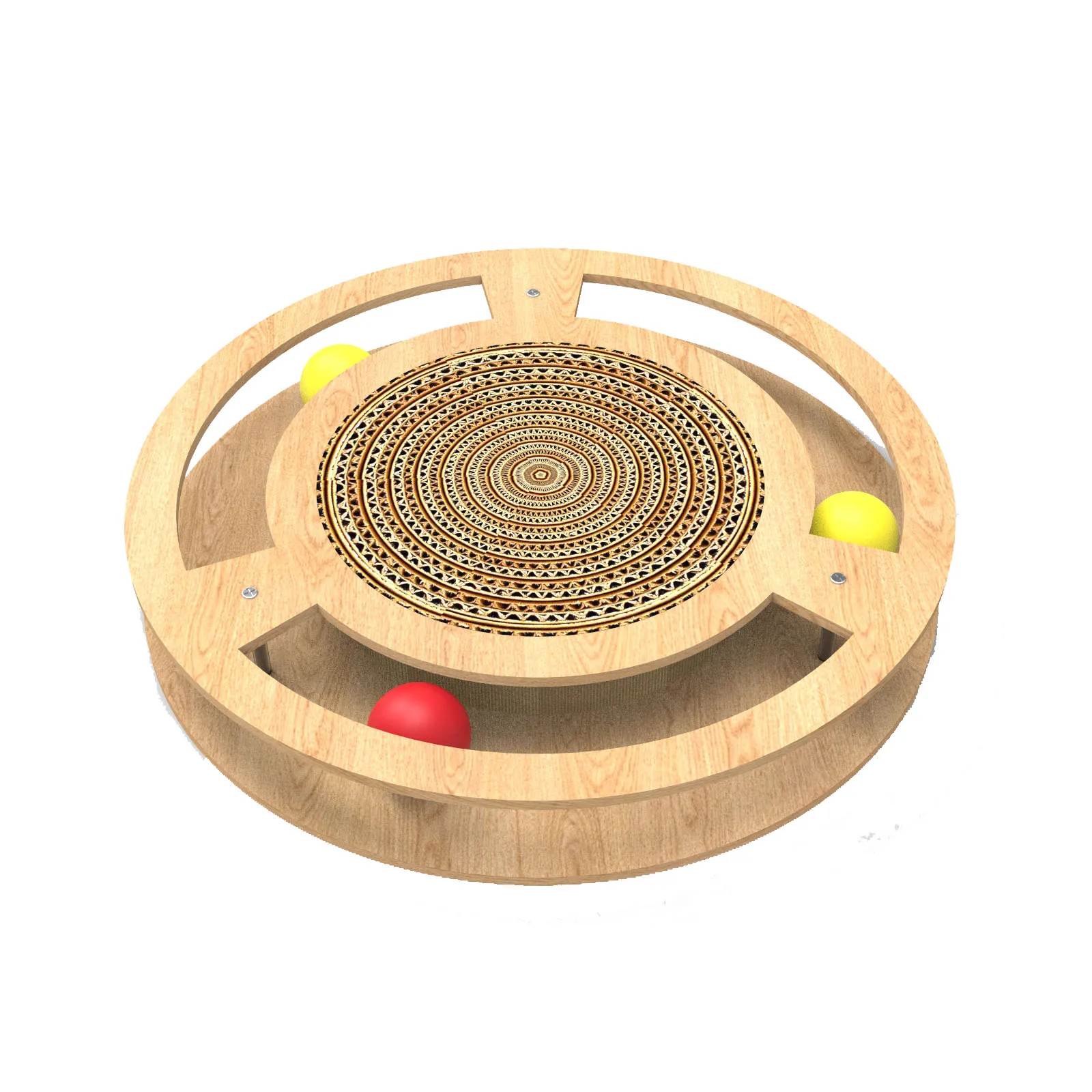 Round cardboard Cat Scratcher Pad Wood Cat Scratcher Toys with Balls
