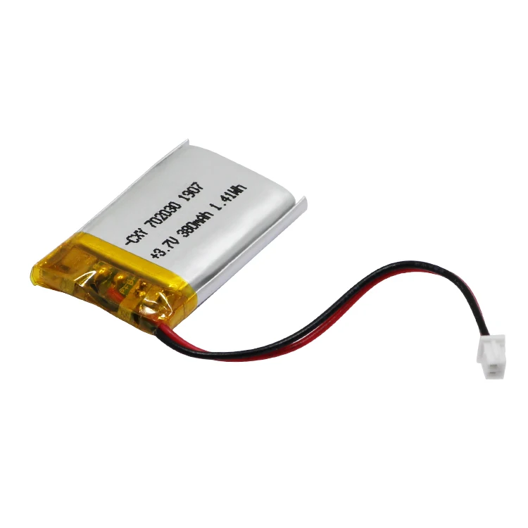 Lithium Polymer CE Certification Battery 702030P 380mAh 3.7v with protection board