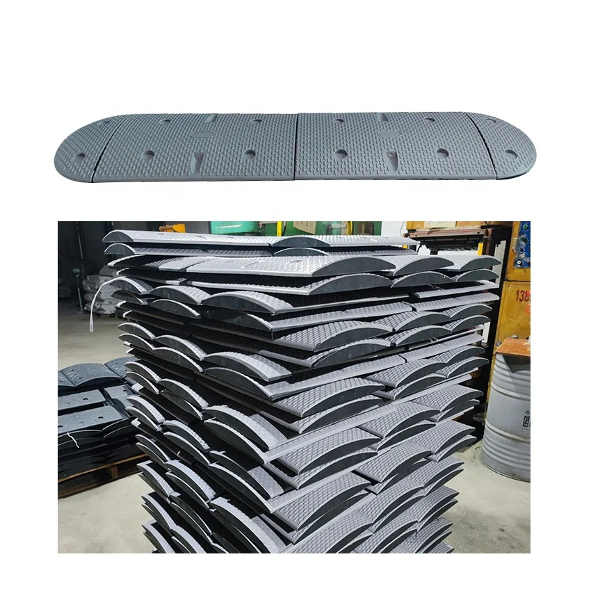 New design colored traffic safety speed bump barrier,speed breaker bump with spikes,corled road plastic rubber speed bumps