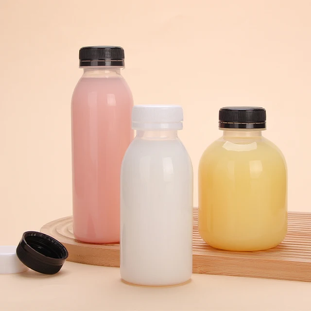 Clear Empty Food Grade PP Plastic Water Drinking Bottles Round Juice Beverage Bottles with Top 300ml
