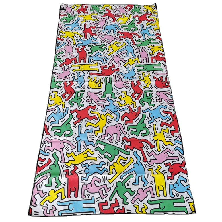 
 Пляжное полотенце из переработанной микрофибры, полотенце для йоги из замши с принтом и логотипом на заказ  