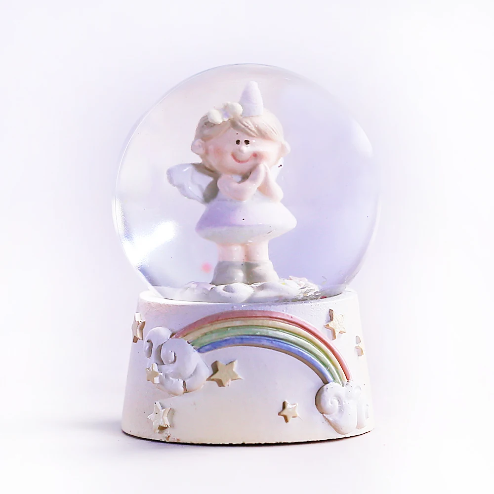 Рождественский сувенир на день рождения, музыкальная коробка, вращающийся полимерный стеклянный Радужный снежный шар