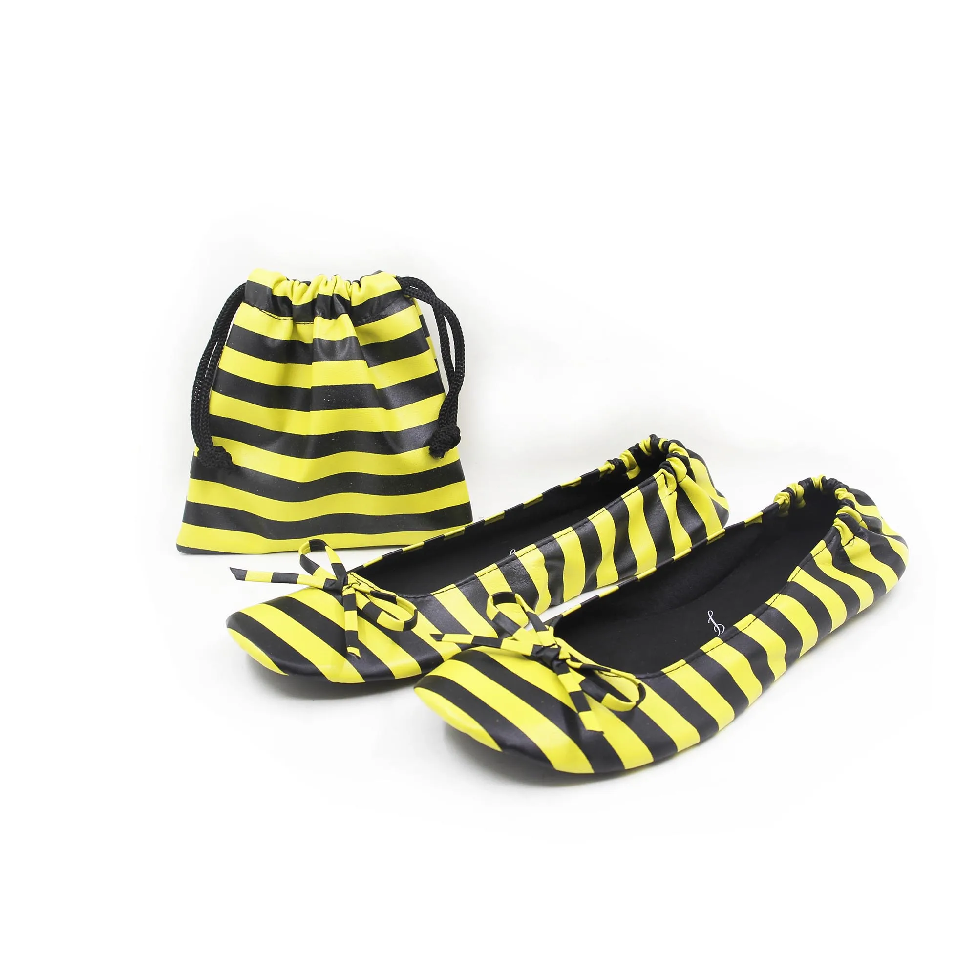 Popular Customized  Party Shoes Ladies Foldable Bee Patterned Rollable Shoes