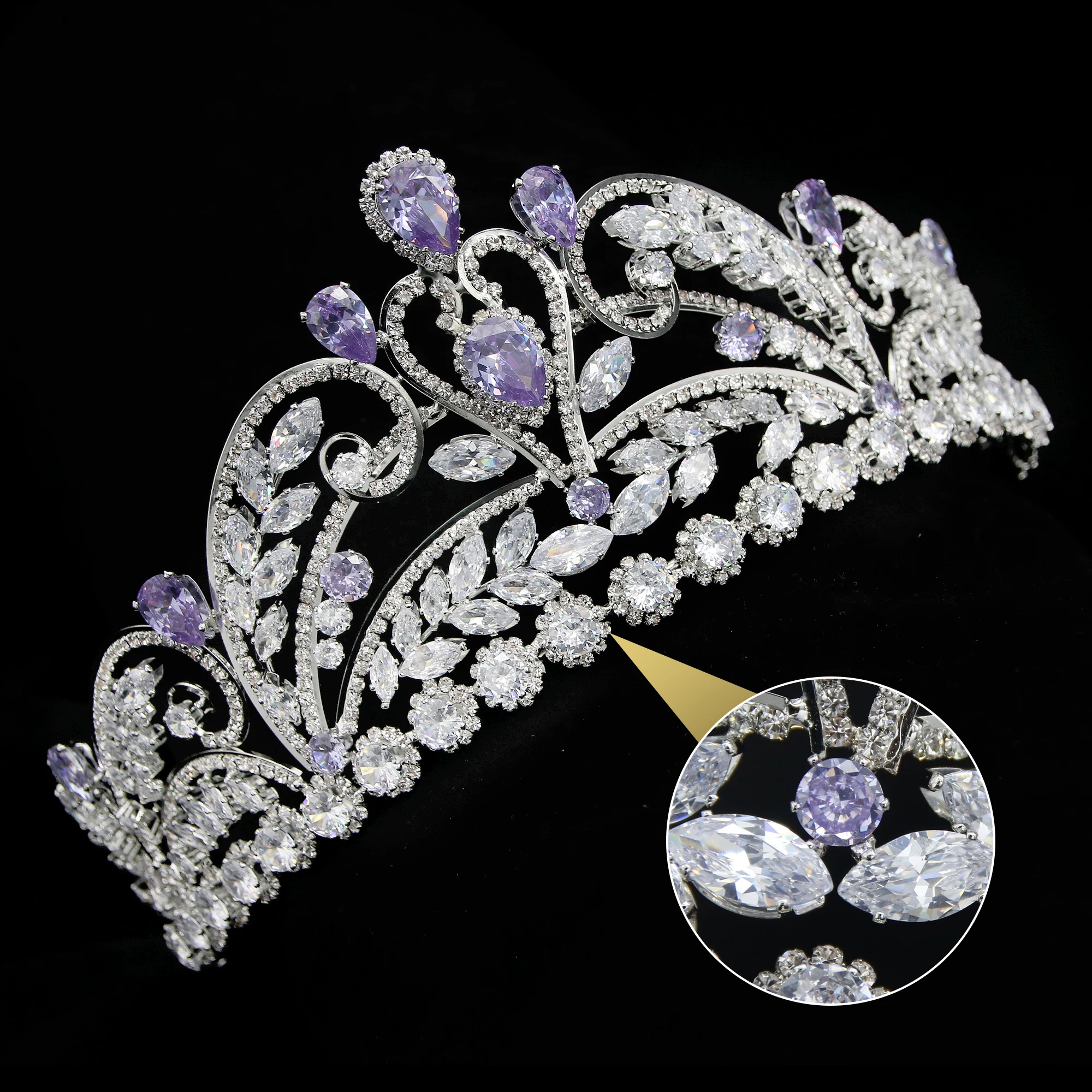 Bohua Jewelry New Design bridal hair accessories Zircon Princess Crowns Wedding Bridal Tiaras for women