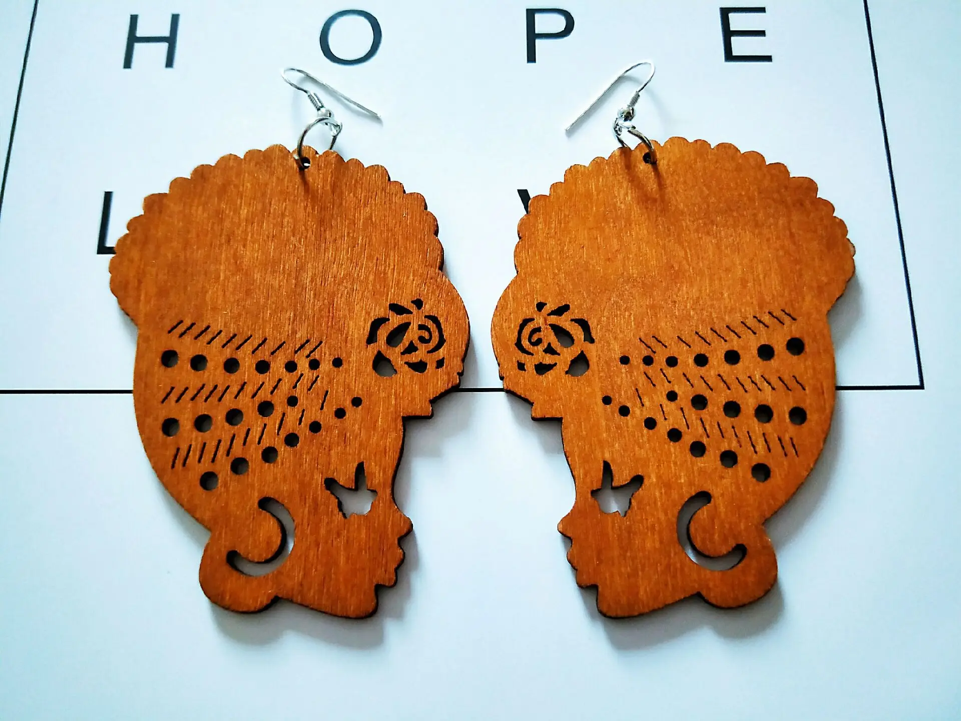 Vintage Tribal Wood Earrings Pierced Pendant Hook Earring Exaggerate African Wooden Earrings