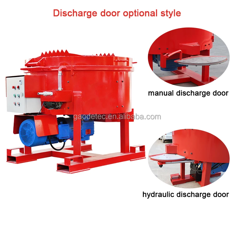 Portable Manual Hand Cement Castable Refractory Pan Mixer Mixing Machine