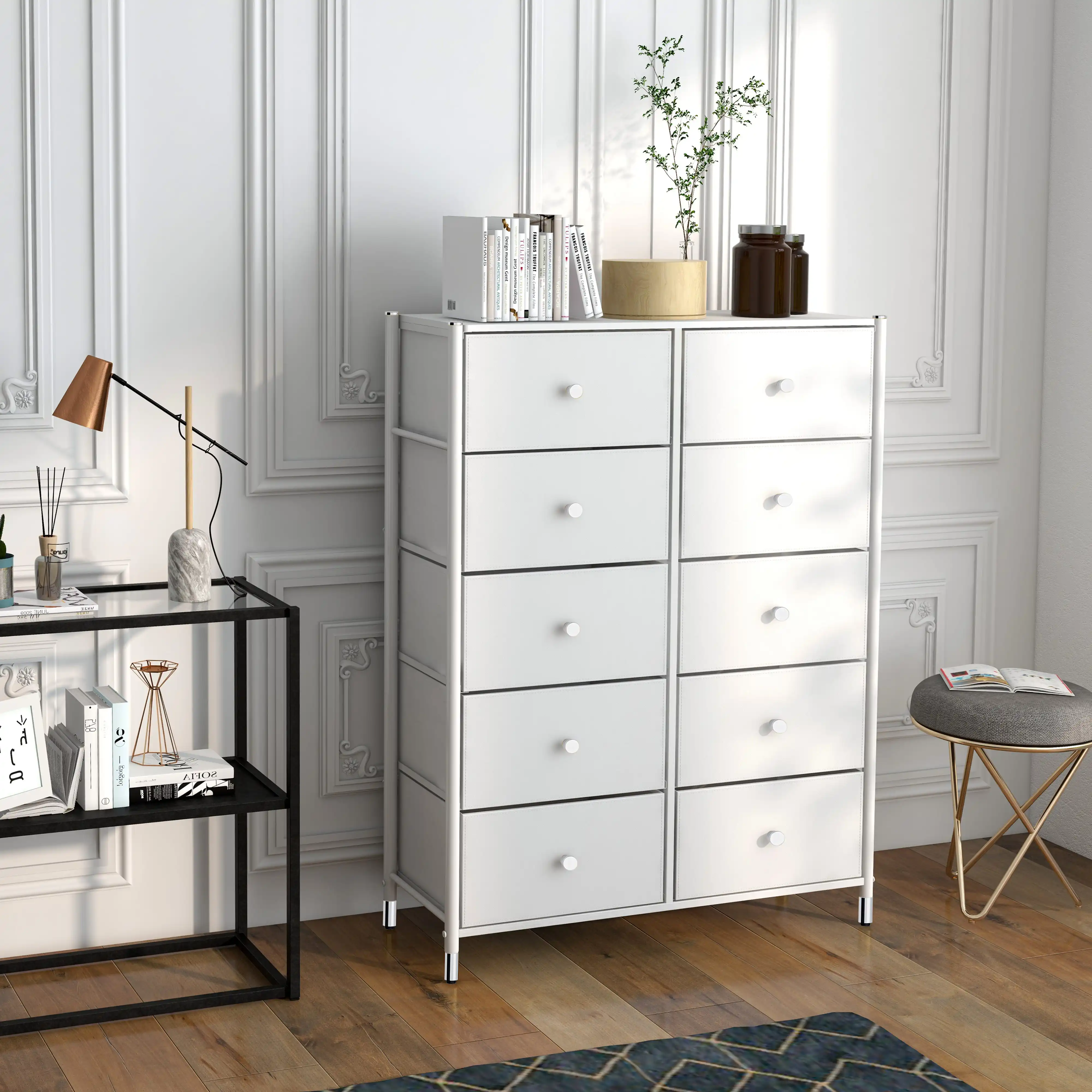 Nordic Tv Stands fabric dresser storage 5 Drawers Chest