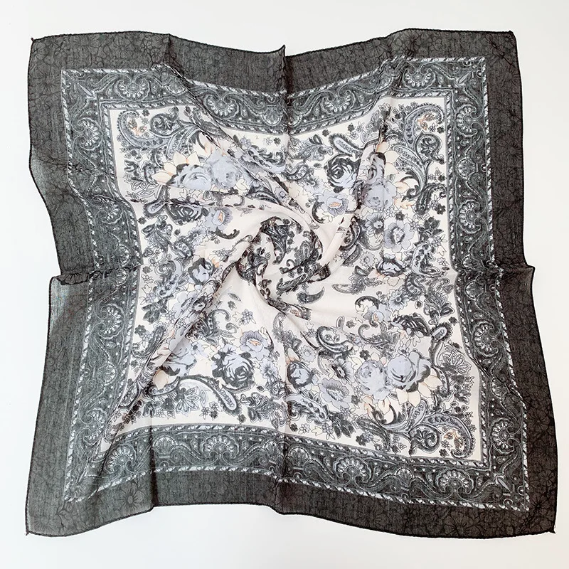 Woge Chinese premium manufacture unique muffler headwrap other scarves shawls lady print flower cotton square head scarf