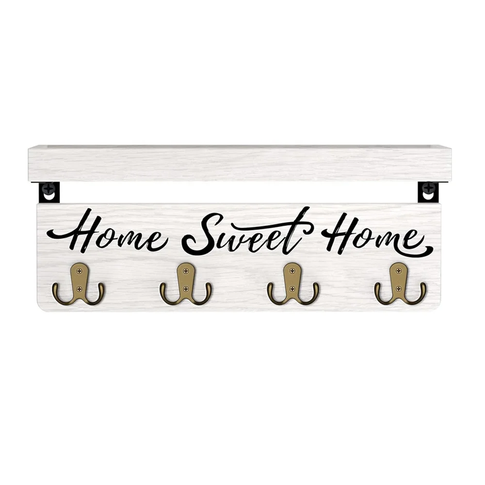 Деревянная деревянная вешалка для ключей с 4 двойными крючками, декоративный держатель для ключей для стены, деревянная стойка для ключей, почтовый органайзер для входа