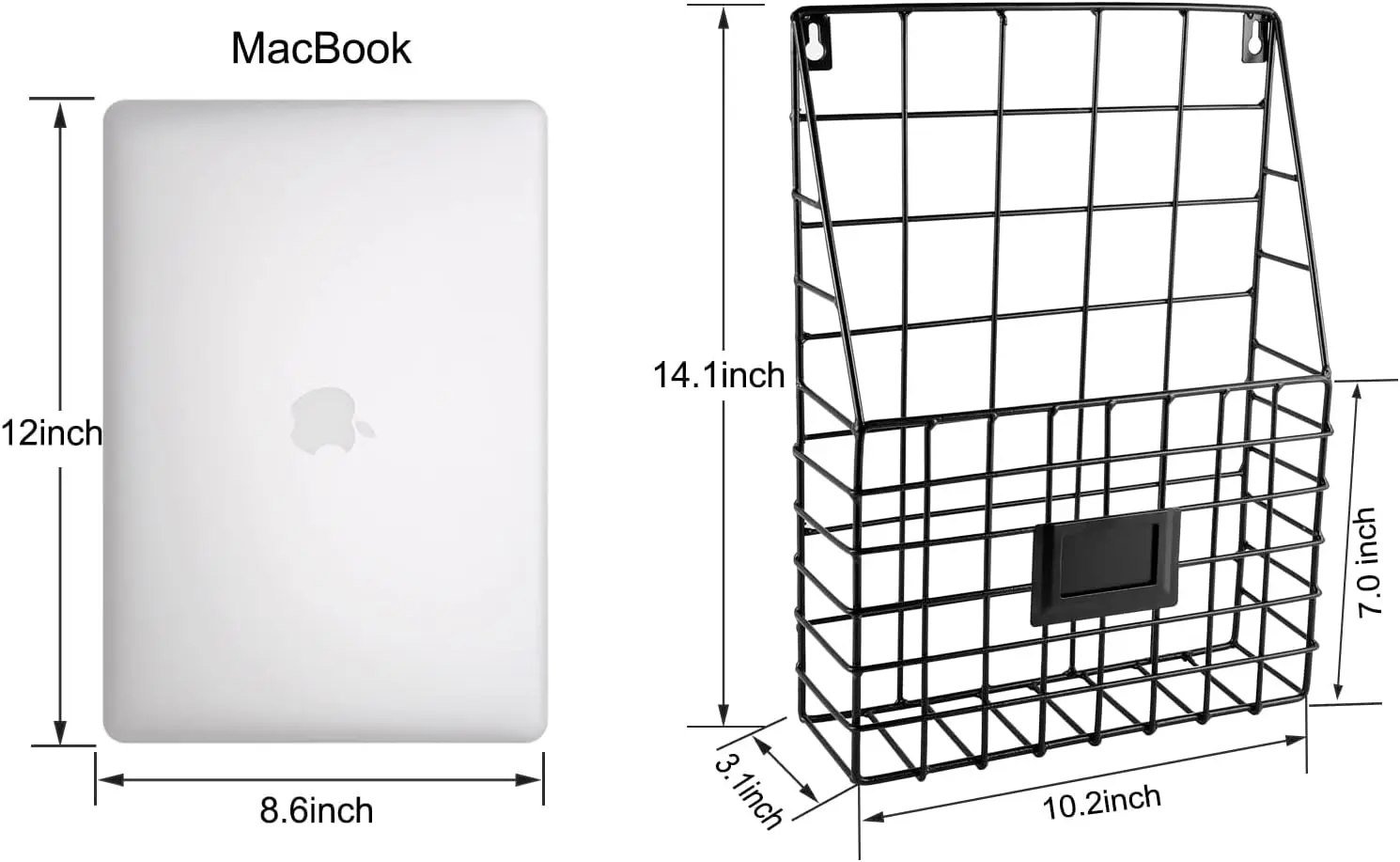 Wall Mounted Magazine File Rack Organizer for Entryway Mail Office Kitchen Bathroom Home Basket Bin