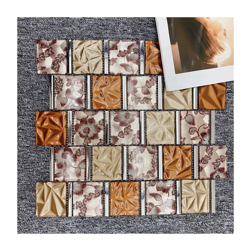 Factory sale glossy surface modern glass mosaic tile cheap price mosaic tile for kitchen backsplash for home hotel