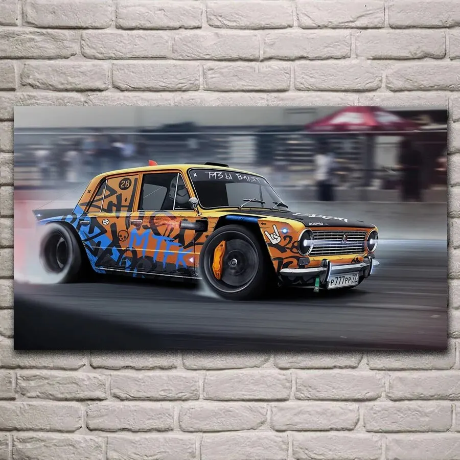 Customization Vintage Graffiti Sports Car Poster Wall Art Pictures Painting for Living Room Home Decor Unframed 0118