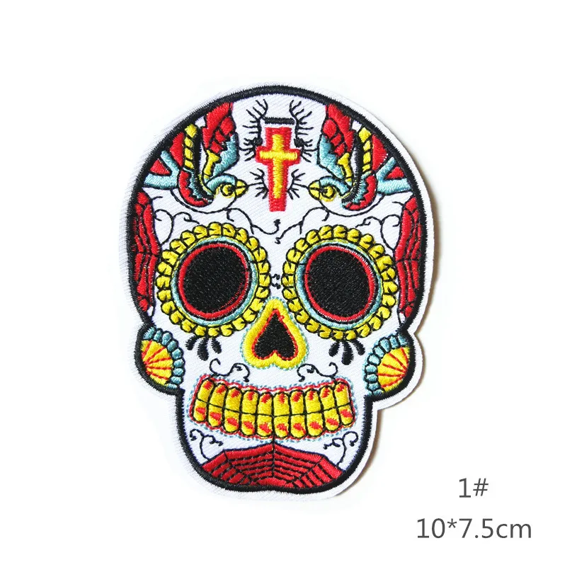 Boutique Embroidery Cloth Stick Skeleton Ghost Head High-end Garment Accessories Chest Sticker Fabric Handmade Chenille Resin