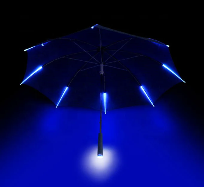 Creative LED Clear Umbrellas Rain Umbrella Straight Flashlight Advertise Custom Kids Gift Transparent LED Light Umbrella