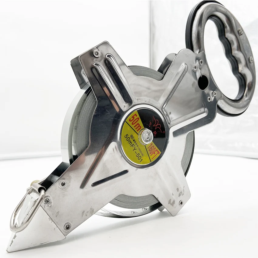 Large steel frame stainless steel tape with thickened case steel shaft ruler with strong ground tool ruler