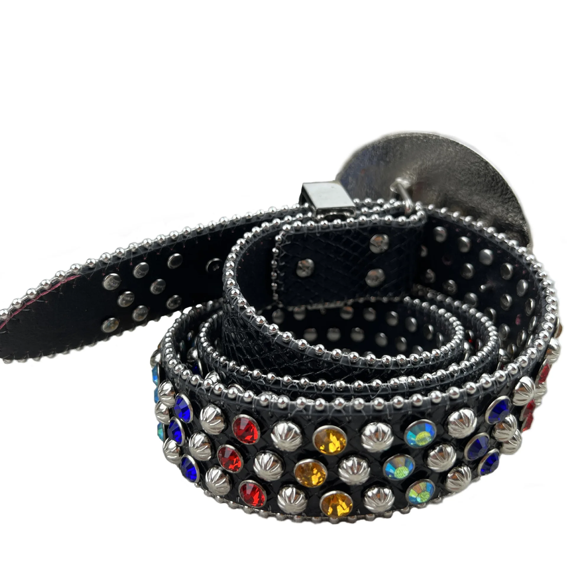 Custom logo PU leather rivet BB belt strap designer shiny no buckle diamond studded rhinestone belts strap for men women