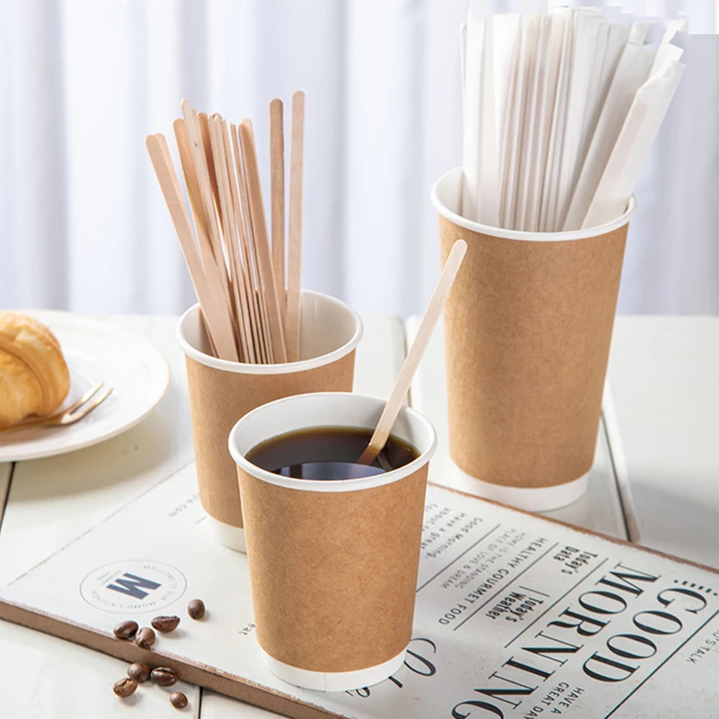 Factory Price Biodegradable Disposable Bulks 1000Pcs Packing 5.5-Inch Birch Wood Coffee Stirrer