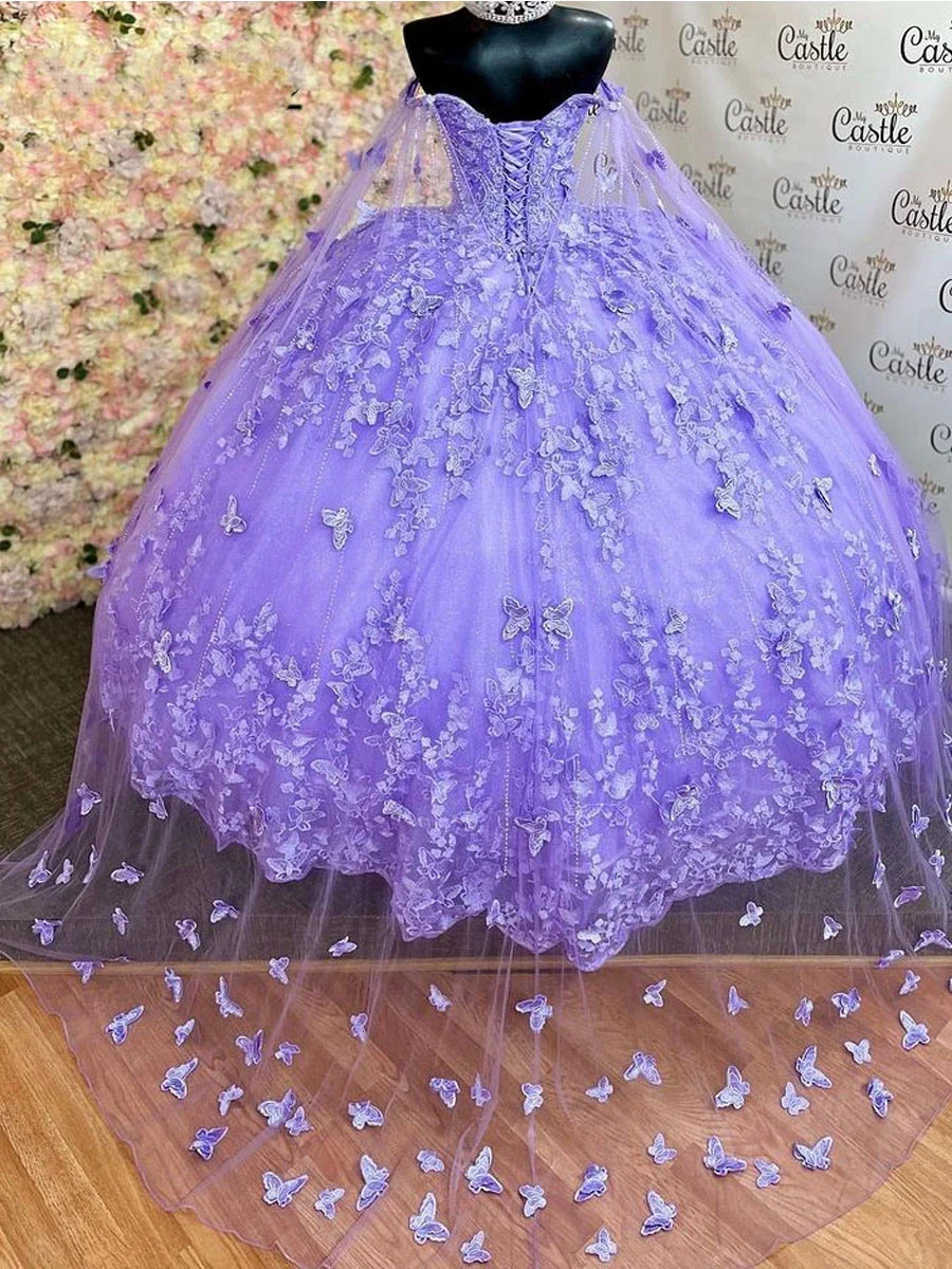 Glittering Luxury Birthday Party Vestidos De 15 Anos Corset Shiny Prom Gowns Lilac Lavender Princess Quinceanera Dresses MQ454