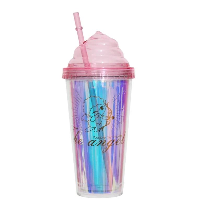Ice cream shape plastic double wall tumbler