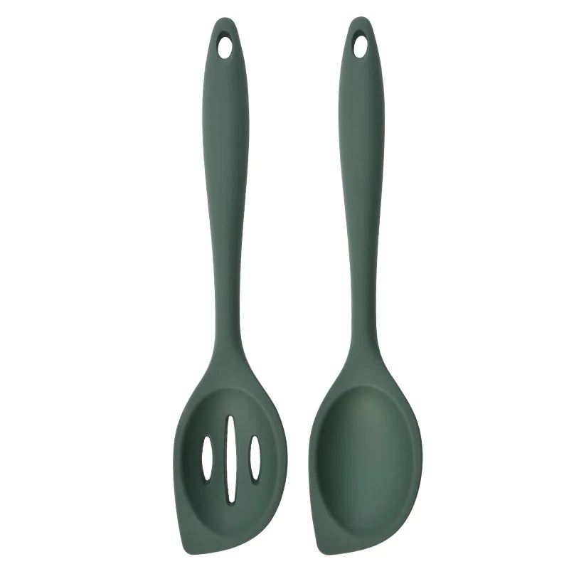 Kitchen utensils silicone spoon full tablespoon household spoon more children can use medium mixing salad spoon