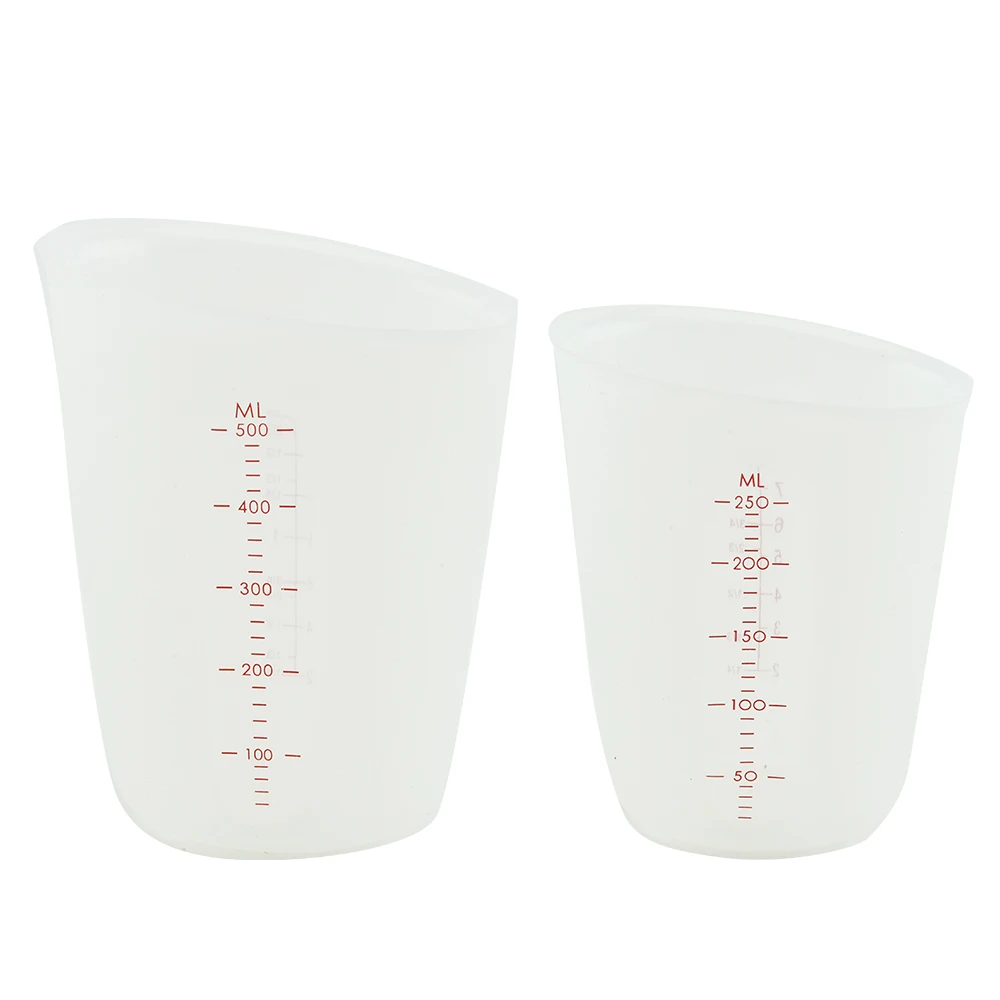
High quality best selling squeeze and pour silicone measuring cup set 250ml 500ml 