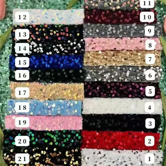 Hot selling high quality china wholesale 3d embroidery shiny multicolor sequin on stretch velvet fabric for dress