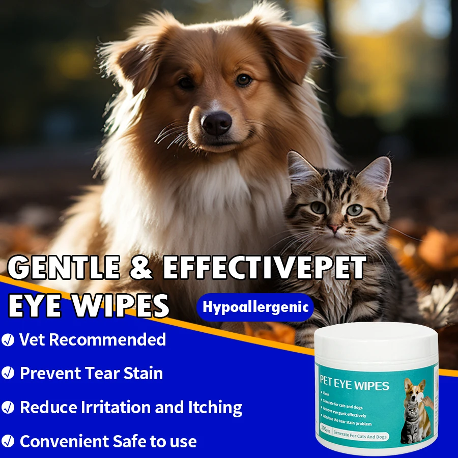 100 Pieces Pet Eye Wipes Eye Wash for Dogs and Cats Sterile Wipes for Remove Tear Stains Mild Moisturizing Hygienic Pet Wipes