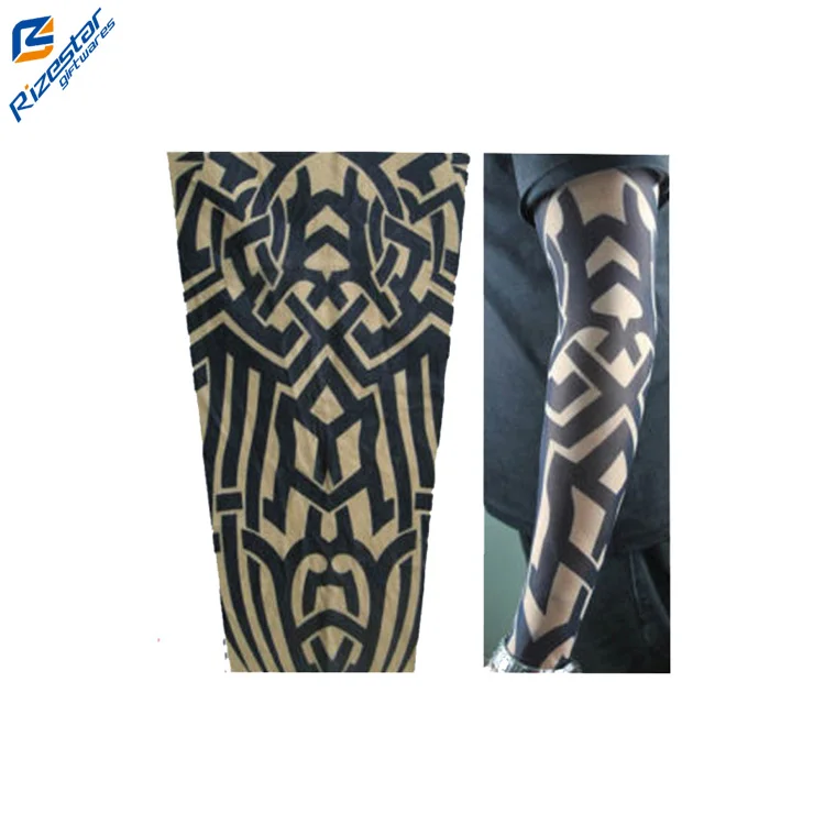 Wholesale Nylon Fake Tattoo Sleeves Decorative Arm Sleeves Custom Seamless Fake Tattoo Arm Sleeves
