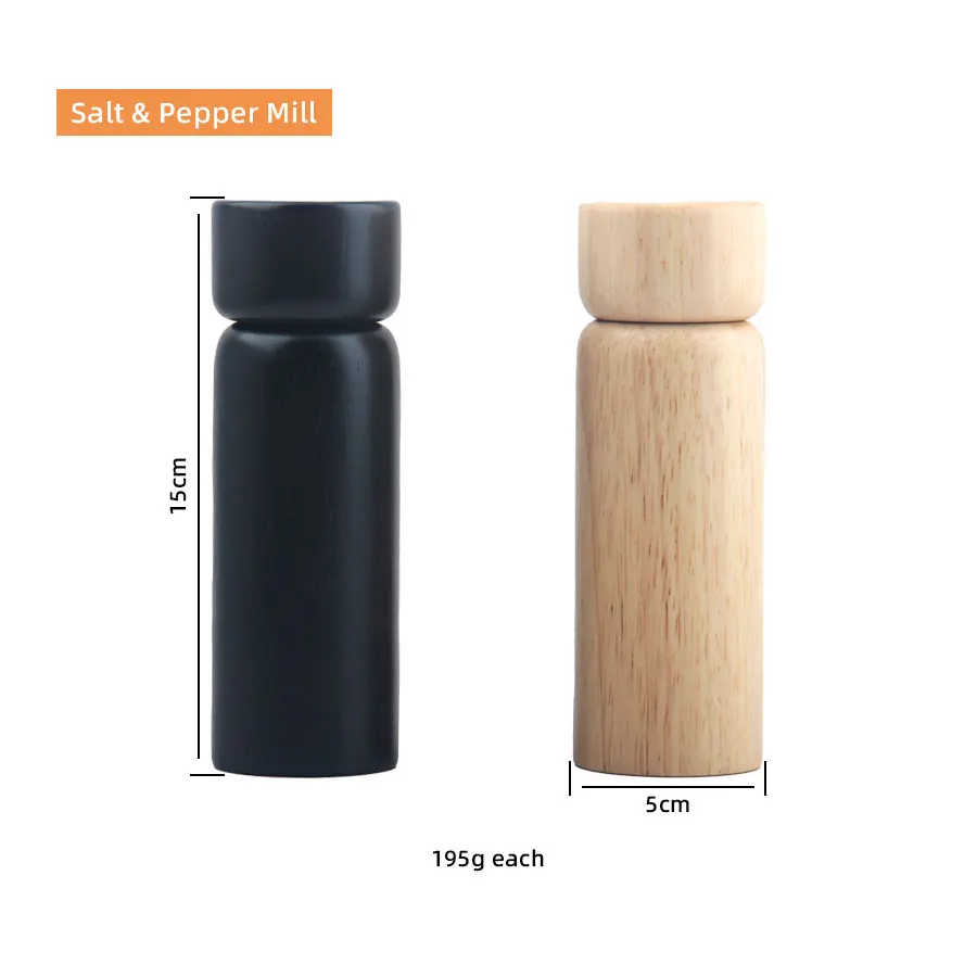 New Arrival Manual Adjustable Salt and Pepper Mill Set of Natural Wooden Spice Grinders