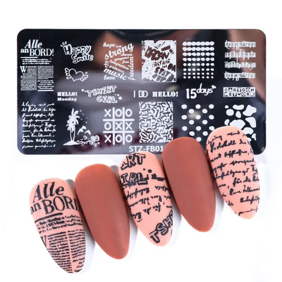 Jingyuan Hot Sale Christmas Nail Steel Plate 12*6cm Retro Popular Space Christmas Leaves Snowflake Nail Transfer Template Mold