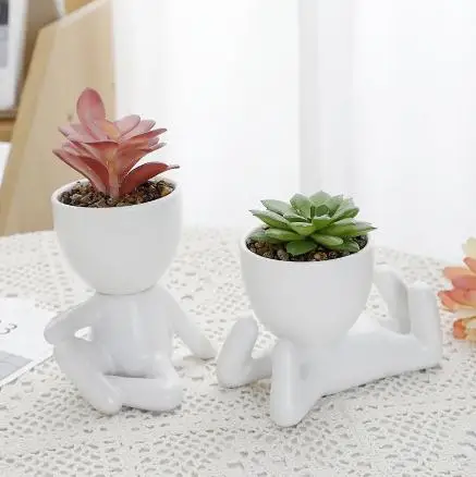 Humanoid Ceramic Flower Pot Modern Style Vase Cute Flower Vase decorative Vase Mini Ceramic Plants Containers for Home