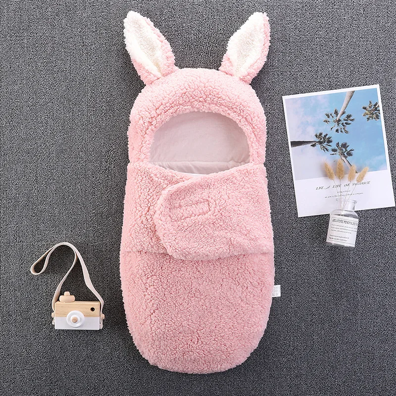Hot selling newborn baby double layer thickening warm solid color knitted swaddle blanket for autumn and winter
